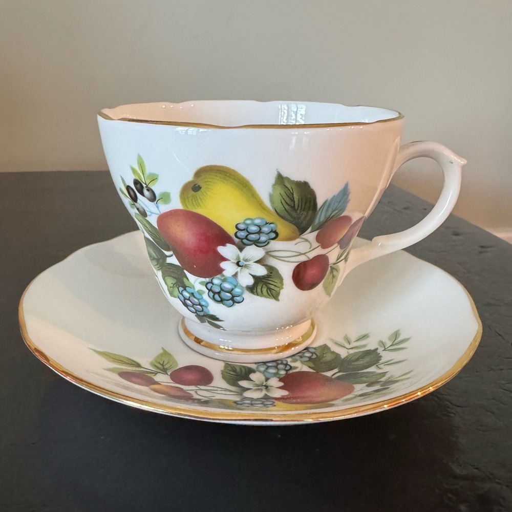 Duchess Bone China Vintage Fruit Motif Cup & Saucer
